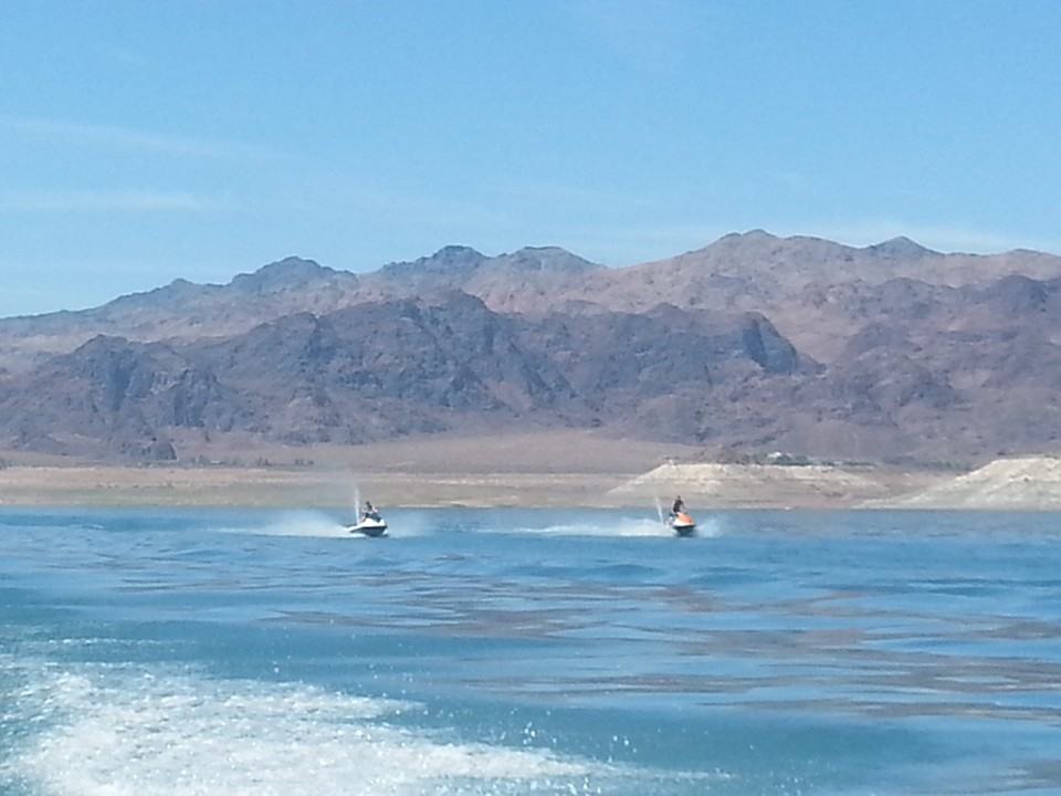 Jet Ski's going across water on Lake Mead, NV